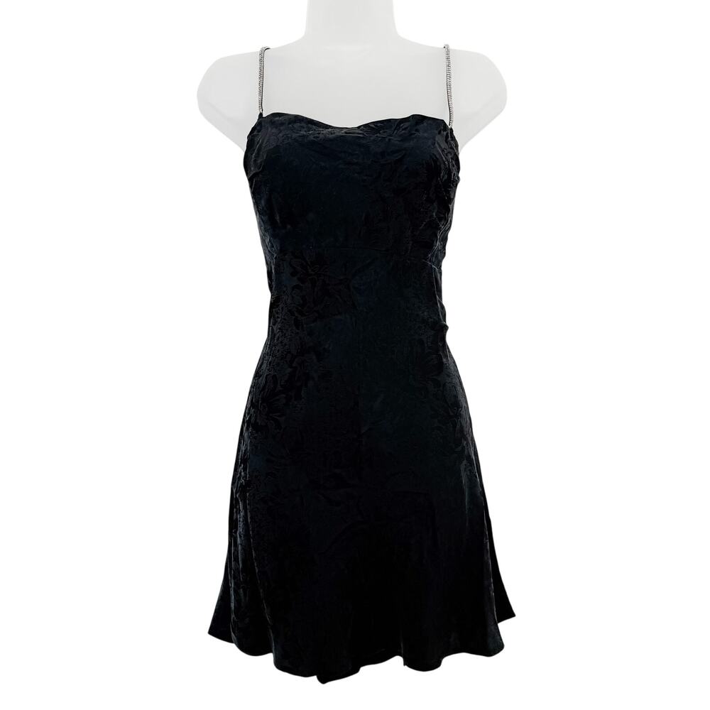 For Love & Lemons Dress Womens Medium Black Gabrielle Mini Slip Whimsygoth Y2K - Picture 4 of 14